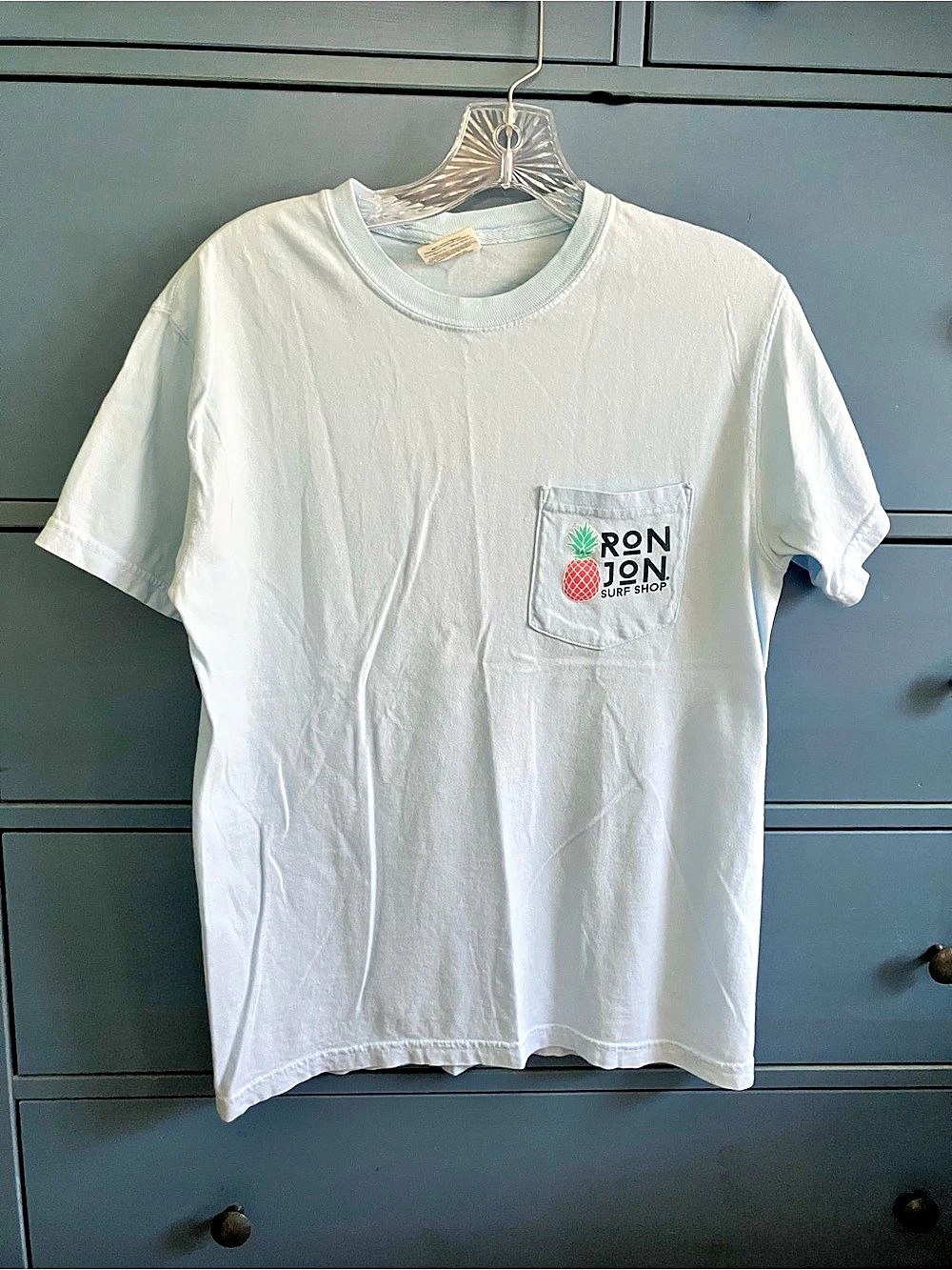 Ron Jon Graphic Pocket Tee in light blue  Like New
